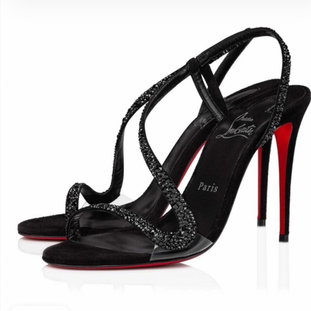 Christian Louboutin Black and Red Women's Heels Rosalie Strass